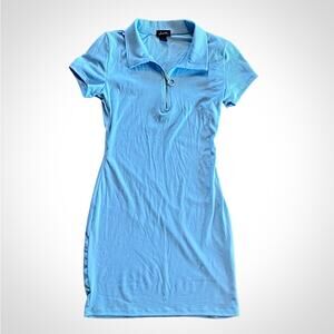 Justify Zip Polo Blue Mini Shirt Dress Juniors Medium Womens XSmall